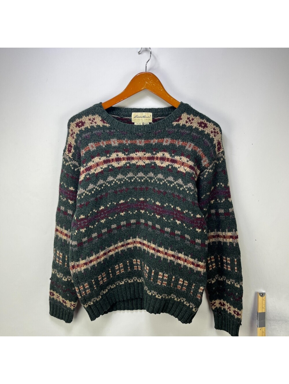 Vintage Eddie Bauer Knit Crewneck Sweater Fair Isle Wool S